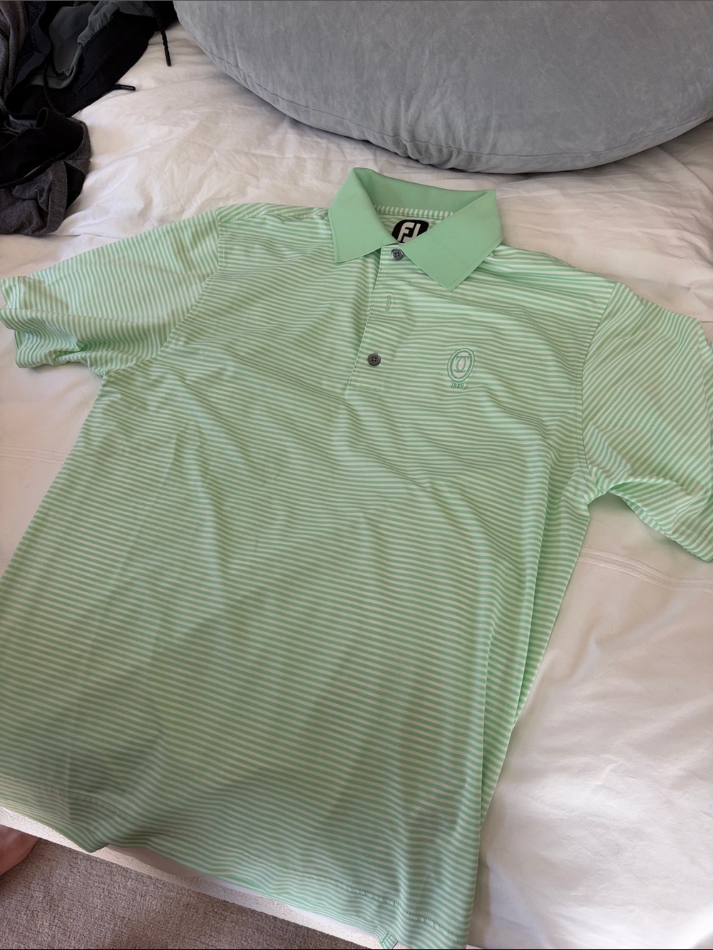 FootJoy Light Mint Green Striped Performance Golf Polo